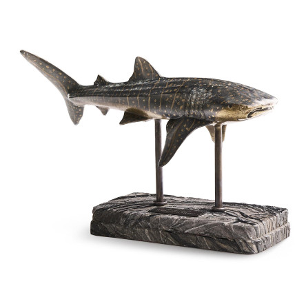Whale Shark Bronze Statue with Marble Base