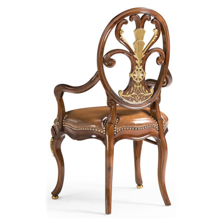 Sheraton Style Burl Walnut Oval Back Arm Chair