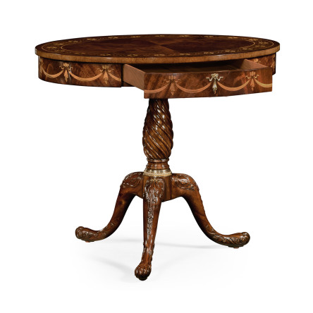 Mahogany Oval Marquetry Lamp Table