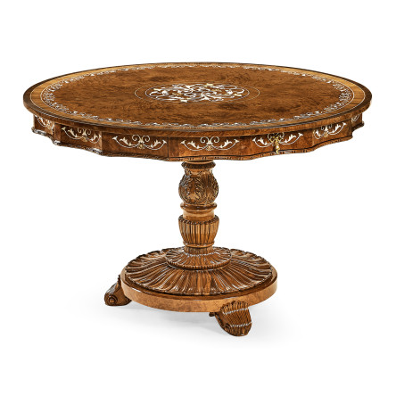 Burl & mother of pearl centre table