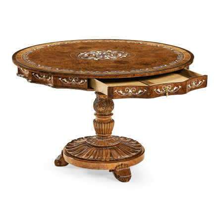 Burl & mother of pearl centre table