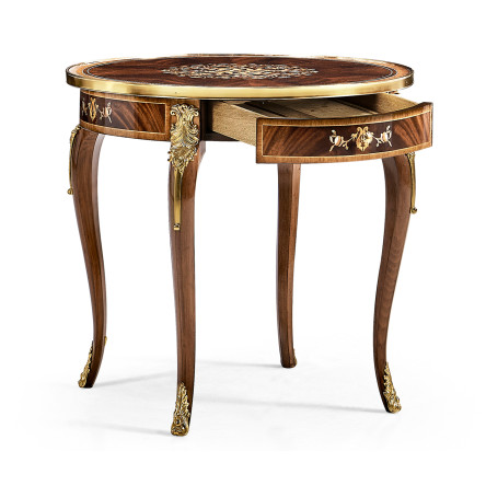 Mahogany lamp table with mother of pearl & marquetry