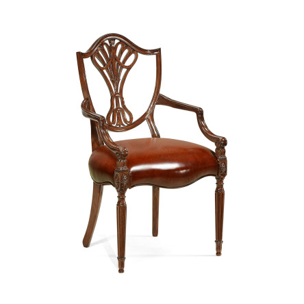 Sheraton Dining Arm Chair with Shield Back in Mahogany High Gloss