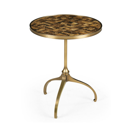 Round Dark Brown Eggshell Side Table