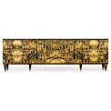 Dark Gold Walnut & Hand Painted TV Cabinet