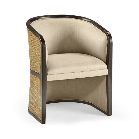 Dark Brown Ash & Woven Rattan Tub Chair