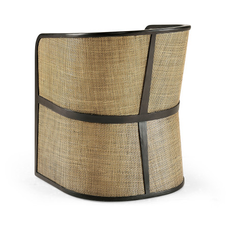 Dark Brown Ash & Woven Rattan Tub Chair