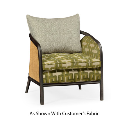 Dark Brown Ash & Woven Rattan Occasional Chair