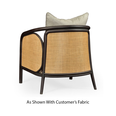 Dark Brown Ash & Woven Rattan Occasional Chair