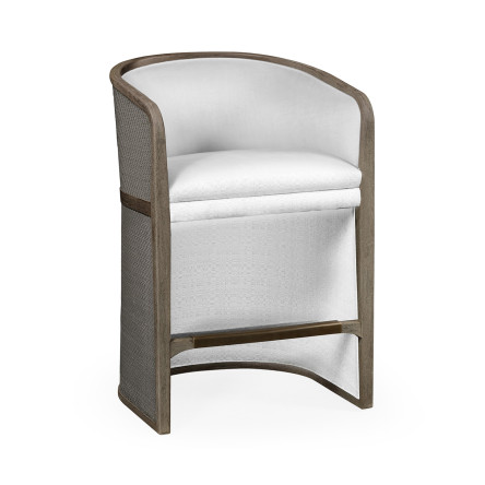 Grey & Dark Grey Rattan Tub Counter Stool