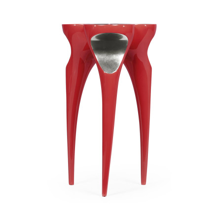 Trefoil Vermillion Red & Silver Cut-Out Occasional Table