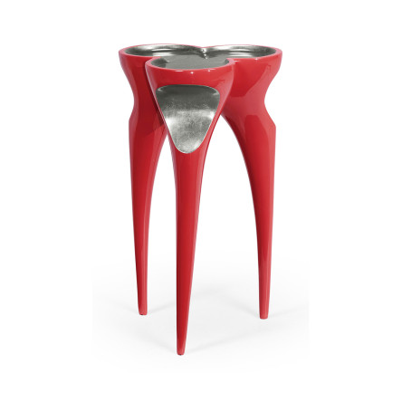 Trefoil Vermillion Red & Silver Cut-Out Occasional Table