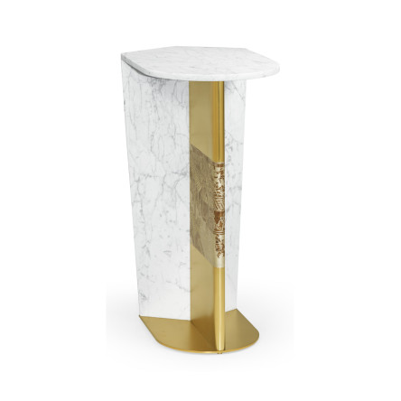 Fusion White Marble & Brass End Table