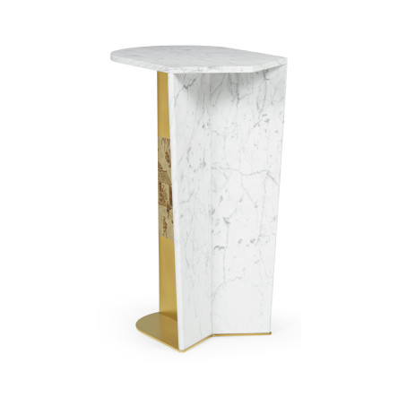 Fusion White Marble & Brass End Table