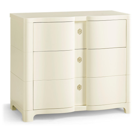 Bowfront Ivory Bedside Chest of Drawers