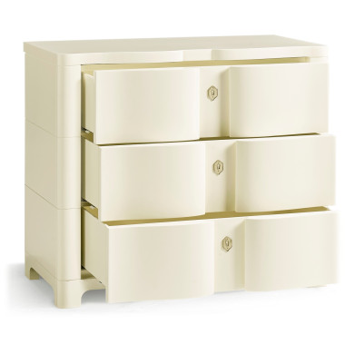 Bowfront Ivory Bedside Chest of Drawers