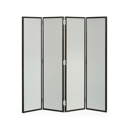 Campaign Style Dark Santos Rosewood Screen, Upholstered in COM