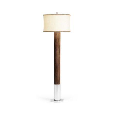 Circular Campaign Style Dark Santos Rosewood & White Stainless Steel Floor Lamp