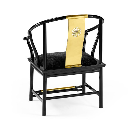 Fusion Rounded Black Gloss Dining Arm Chair
