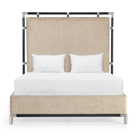 Campaign Style Ebonised Oak UK Queen Bed