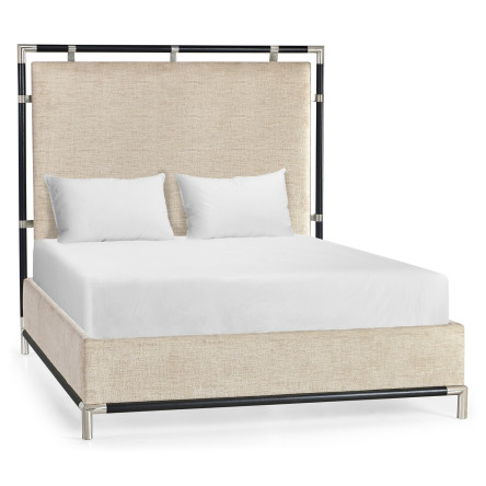 Campaign Style Ebonised Oak UK Queen Bed