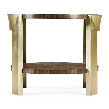 Gatsby Contemporary Round Dark Grey Walnut & Champagne Silver-leaf End Table