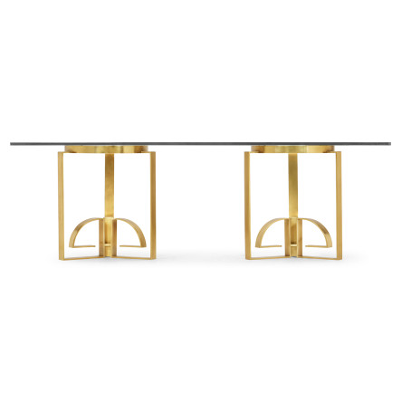 Fusion Rectangular Chinoiserie Antique Etched Brass Dining Table 87