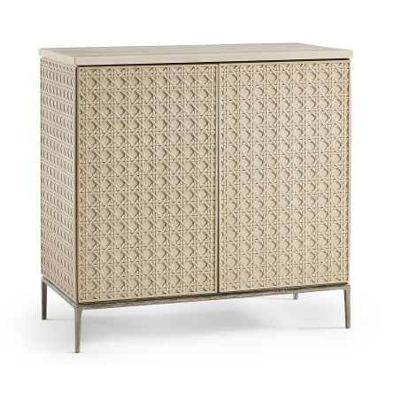 Cnoidal Carved Cane Door Chest