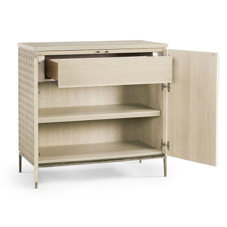 Cnoidal Carved Cane Door Chest