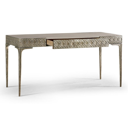 Cnoidal Cane Carved Metal Desk