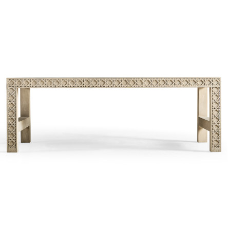 Cnoidal Cane Carved Cocktail Table