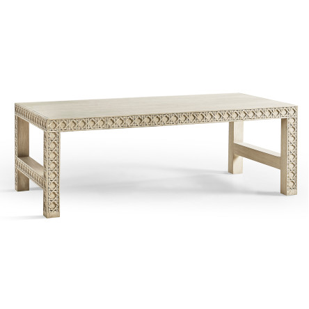 Cnoidal Cane Carved Cocktail Table