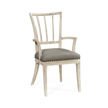 Lucillo Washed Acacia Carver Arm Chair