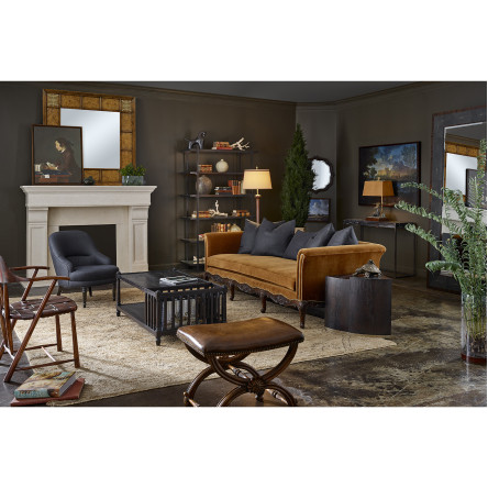 Coastland Baroque Style Landscape Painting with Walnut Frame