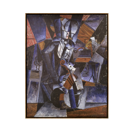 The Musician Painting with Walnut Frame
