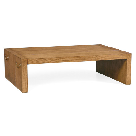 Low Rectangular Brushed Medium Brown Oak Coffee Table