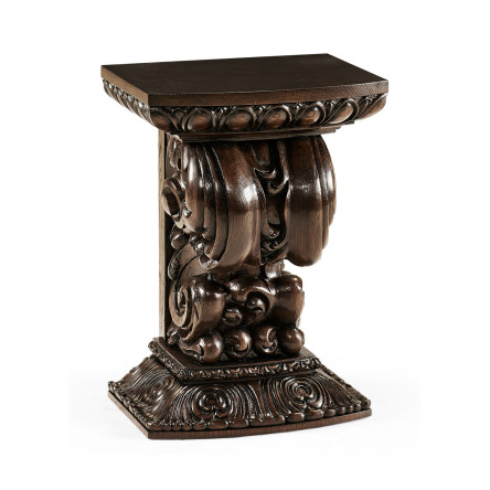 Hand Carved Rich Chestnut Corbel End Table