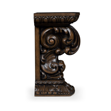 Hand Carved Rich Chestnut Corbel End Table