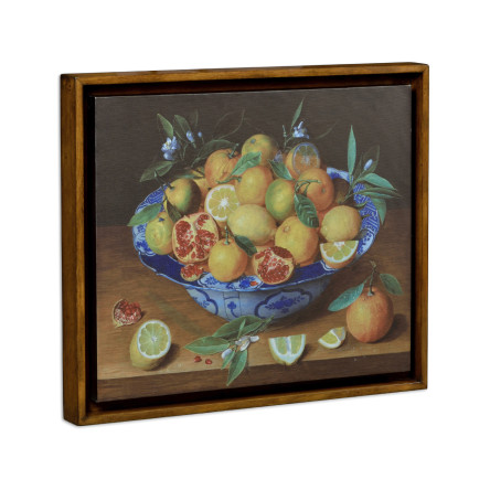 Still Life with Lemons Painting on a Honey Walnut Frame