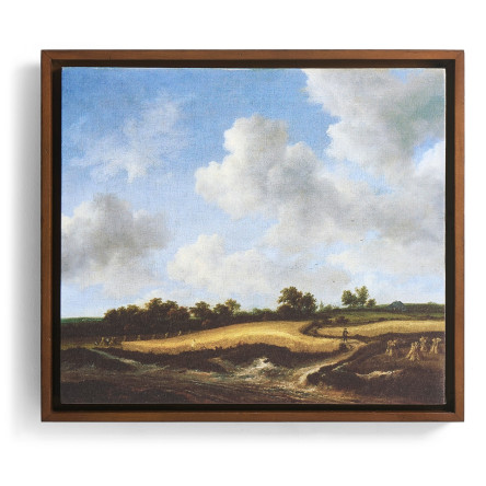 Wheatfield Painting on a Honey Walnut Frame