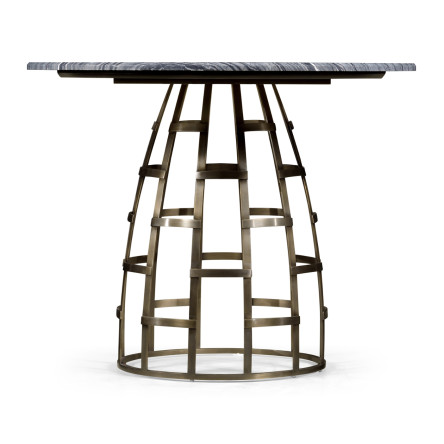 Round Geometric Dome Brass Breakfast Table with A Grey Marble Top 36