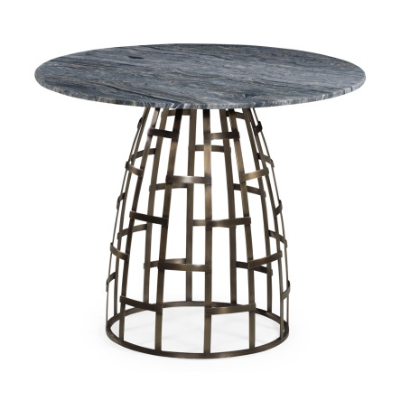 Round Geometric Dome Brass Breakfast Table with A Grey Marble Top 36