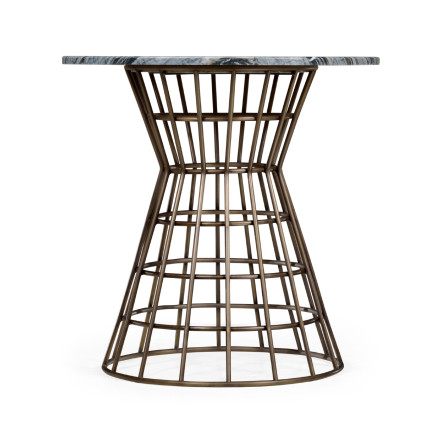 Round Geometric Antique Brass Centre Table with a Grey Marble Top 25