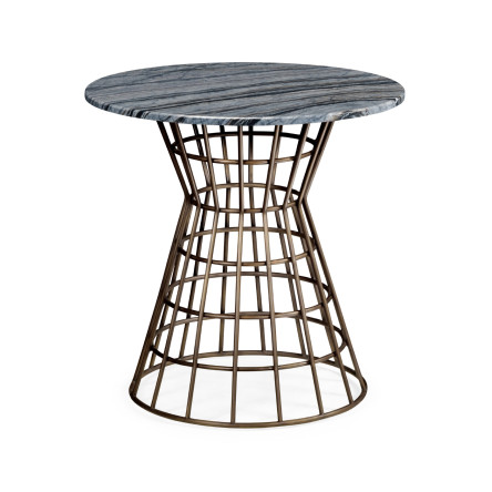 Round Geometric Antique Brass Centre Table with a Grey Marble Top 25
