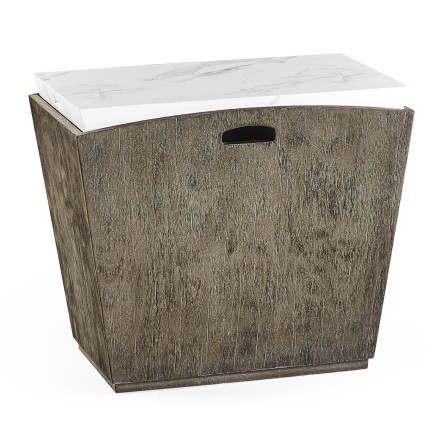 Rectangular Grey & Faux White Marble Storage End Table