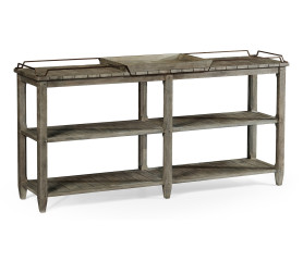 Rectangular Grey & Brass Sideboard with Removable Tray