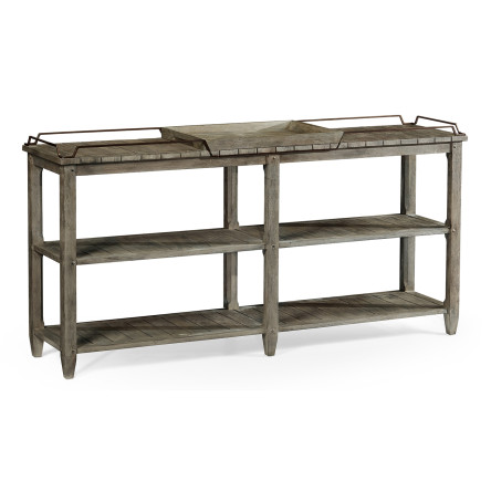 Rectangular Grey & Brass Sideboard with Removable Tray