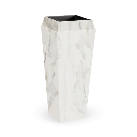 Large Square Faux White & Grey Marble Planter
