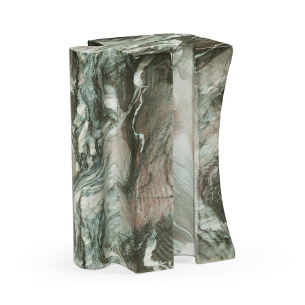 Faux Black & Grey Marble Puzzle Piece Side Table