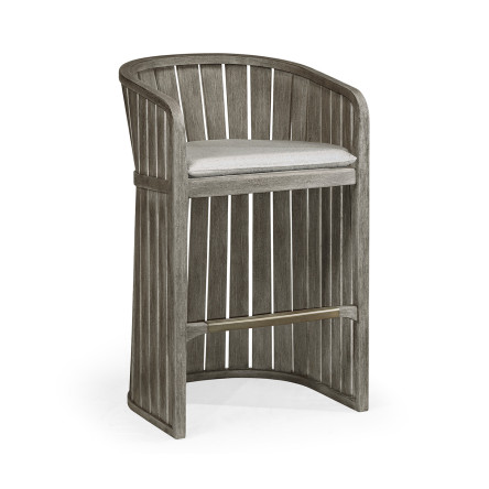 Slatted Grey Tub Bar Stool